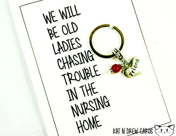 Old Ladies Chasing Trouble Card.  KEY041