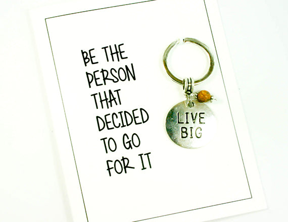 live big keychain wit genuine stone