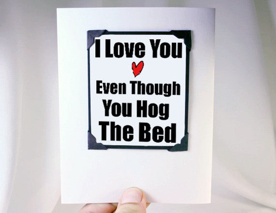 hog the bed love you card