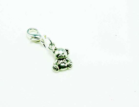 silver teddy bear charm for kids