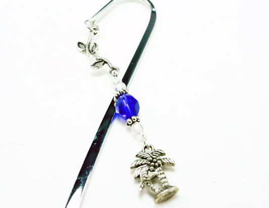 palm tree charm on silver bookmark