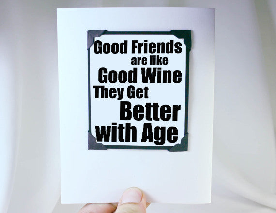 friends and wine birthday card and magnet keepsake